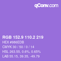 カラーコード: RGB 152.9 110.2 219 | qconv.com