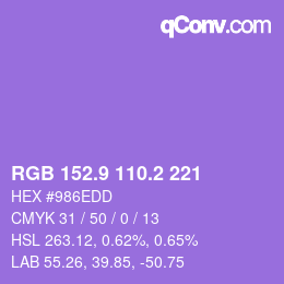 カラーコード: RGB 152.9 110.2 221 | qconv.com