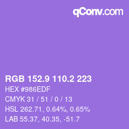 カラーコード: RGB 152.9 110.2 223 | qconv.com