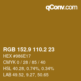 Farbcode: RGB 152.9 110.2 23 | qconv.com