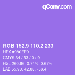 カラーコード: RGB 152.9 110.2 233 | qconv.com