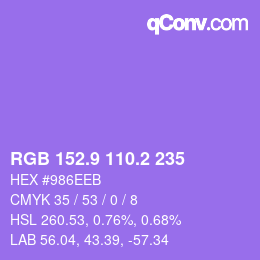 カラーコード: RGB 152.9 110.2 235 | qconv.com