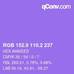 カラーコード: RGB 152.9 110.2 237 | qconv.com