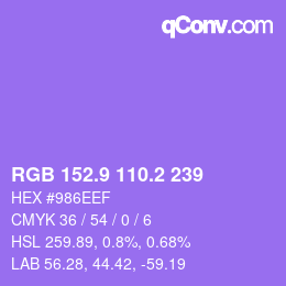 カラーコード: RGB 152.9 110.2 239 | qconv.com