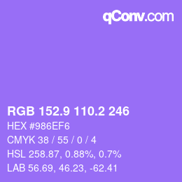 カラーコード: RGB 152.9 110.2 246 | qconv.com