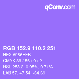 カラーコード: RGB 152.9 110.2 251 | qconv.com