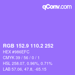 カラーコード: RGB 152.9 110.2 252 | qconv.com