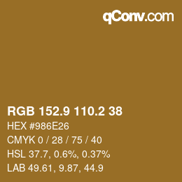 Color code: RGB 152.9 110.2 38 | qconv.com