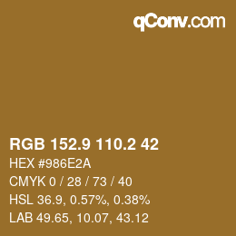 Color code: RGB 152.9 110.2 42 | qconv.com