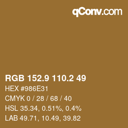 Farbcode: RGB 152.9 110.2 49 | qconv.com