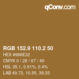 Color code: RGB 152.9 110.2 50 | qconv.com