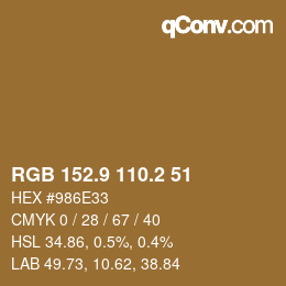 Color code: RGB 152.9 110.2 51 | qconv.com