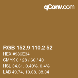 Color code: RGB 152.9 110.2 52 | qconv.com