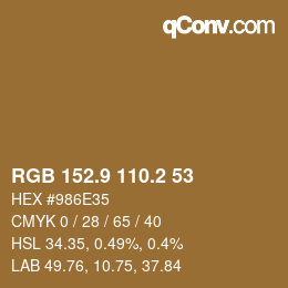 Color code: RGB 152.9 110.2 53 | qconv.com