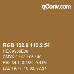 Color code: RGB 152.9 110.2 54 | qconv.com