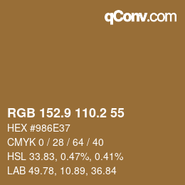 Color code: RGB 152.9 110.2 55 | qconv.com