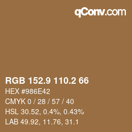 Color code: RGB 152.9 110.2 66 | qconv.com