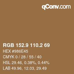 Color code: RGB 152.9 110.2 69 | qconv.com