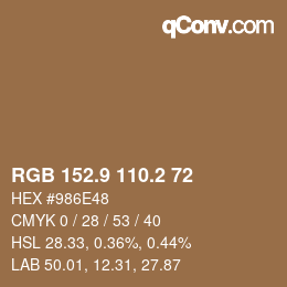 Color code: RGB 152.9 110.2 72 | qconv.com