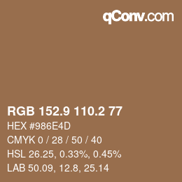 Color code: RGB 152.9 110.2 77 | qconv.com