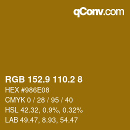 Color code: RGB 152.9 110.2 8 | qconv.com