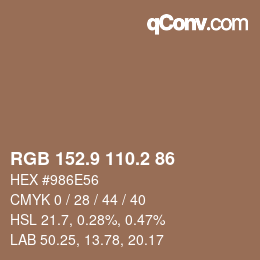 Color code: RGB 152.9 110.2 86 | qconv.com