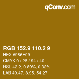 Color code: RGB 152.9 110.2 9 | qconv.com