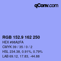 カラーコード: RGB 152.9 162 250 | qconv.com