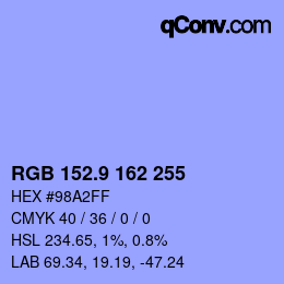 カラーコード: RGB 152.9 162 255 | qconv.com