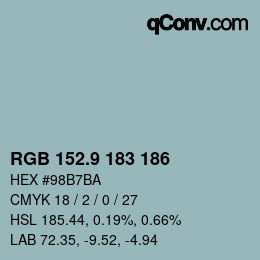 Color code: RGB 152.9 183 186 | qconv.com