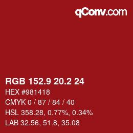 Color code: RGB 152.9 20.2 24 | qconv.com