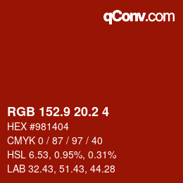 Color code: RGB 152.9 20.2 4 | qconv.com