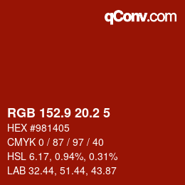 Color code: RGB 152.9 20.2 5 | qconv.com
