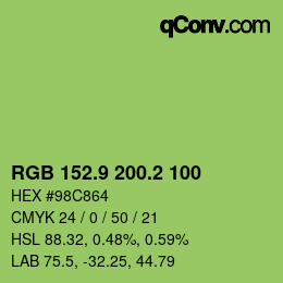 カラーコード: RGB 152.9 200.2 100 | qconv.com