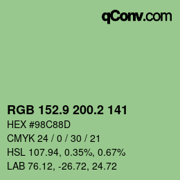 カラーコード: RGB 152.9 200.2 141 | qconv.com