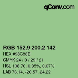 カラーコード: RGB 152.9 200.2 142 | qconv.com