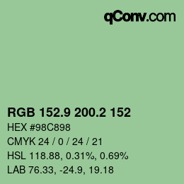 カラーコード: RGB 152.9 200.2 152 | qconv.com