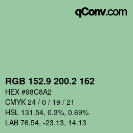 Code couleur: RGB 152.9 200.2 162 | qconv.com