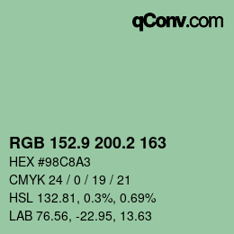Color code: RGB 152.9 200.2 163 | qconv.com