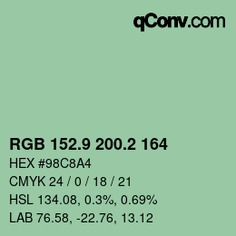 カラーコード: RGB 152.9 200.2 164 | qconv.com