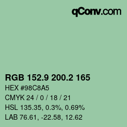 カラーコード: RGB 152.9 200.2 165 | qconv.com