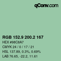 Color code: RGB 152.9 200.2 167 | qconv.com