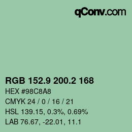 Farbcode: RGB 152.9 200.2 168 | qconv.com