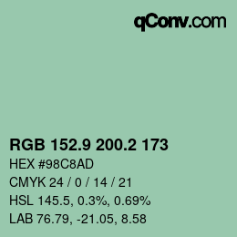 Color code: RGB 152.9 200.2 173 | qconv.com