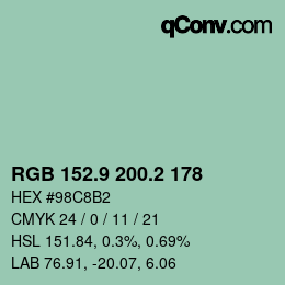 Farbcode: RGB 152.9 200.2 178 | qconv.com