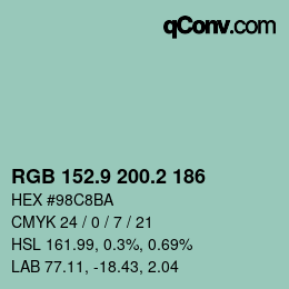 Color code: RGB 152.9 200.2 186 | qconv.com