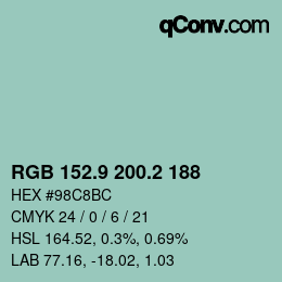 Farbcode: RGB 152.9 200.2 188 | qconv.com