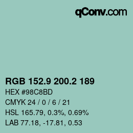 Color code: RGB 152.9 200.2 189 | qconv.com