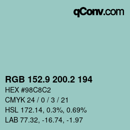 Color code: RGB 152.9 200.2 194 | qconv.com
