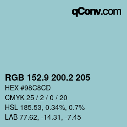 Color code: RGB 152.9 200.2 205 | qconv.com